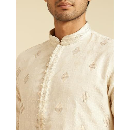 Diwas By Manyavar Men's Brocade | Jacquard Weave Kurta (Cream,M)