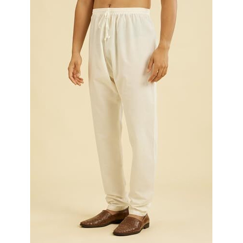 Diwas By Manyavar Men's Cotton Solid Churidar (Cream,Xxl)