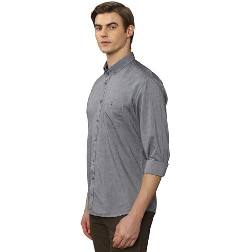 Louis Philippe Cotton Men's Slim Fit Shirt (Lysfcslb895156_Grey, 40