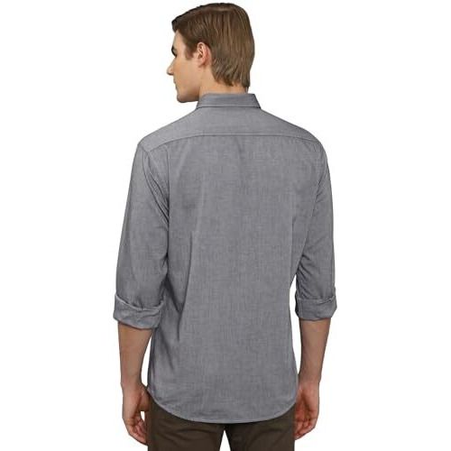 Louis Philippe Cotton Men's Slim Fit Shirt (Lysfcslb895156_Grey, 40