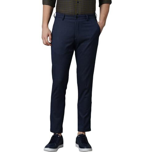 Louis Philippe Men's Tapered Pants (Lytfactbr85449_Medium Blue