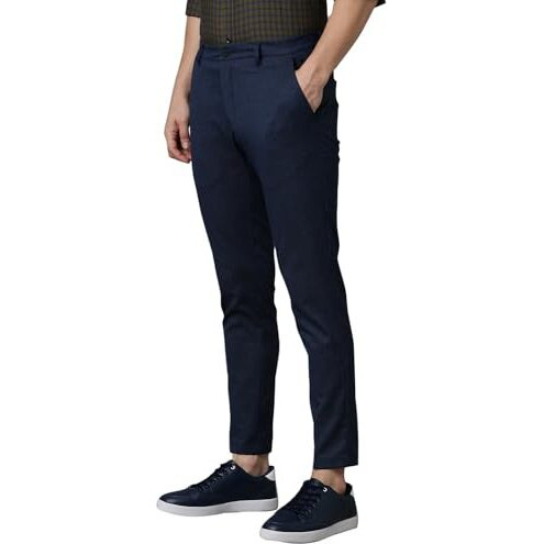 Louis Philippe Men's Tapered Pants (Lytfactbr85449_Medium Blue