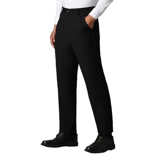 Louis Philippe Men's Classic Pants (Lptpmclbv33446_Black