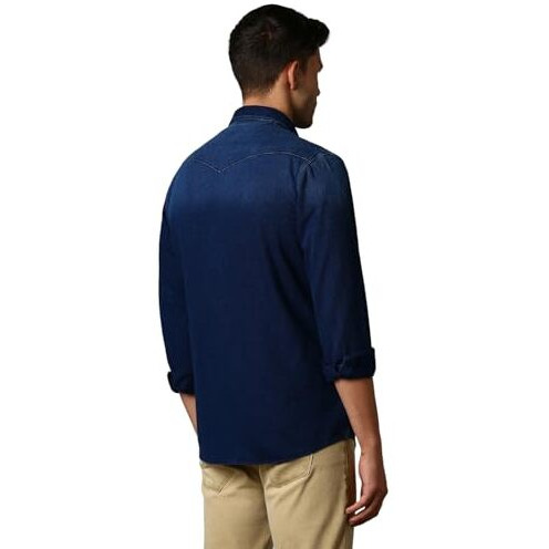 Louis Philippe Men's Cotton Solid Slim Fit Shirt (Lrsfcslfg97447_Medium Blue