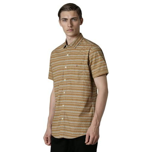 Louis Philippe Men's Cotton Slim Fit Shirt (Lrshnslb986959_Brown, 39