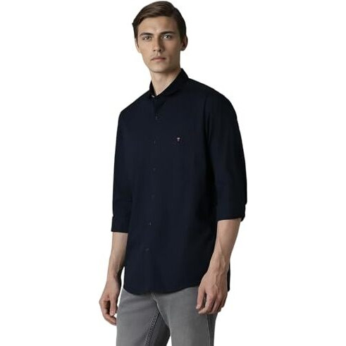 Louis Philippe Men's Solid Slim Fit Shirt (Lysfwslps56619_Medium Grey