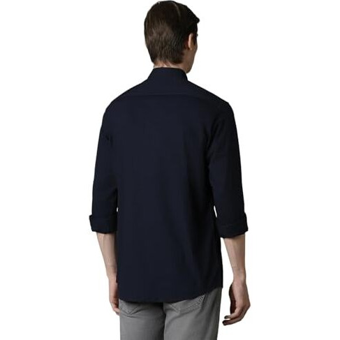 Louis Philippe Men's Solid Slim Fit Shirt (Lysfwslps56619_Medium Grey