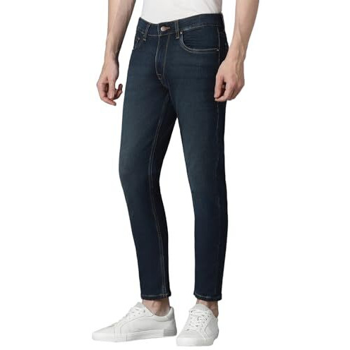 Louis Philippe Men's Slim Mid Rise Jeans (Lrdncctp121779_Navy, 34