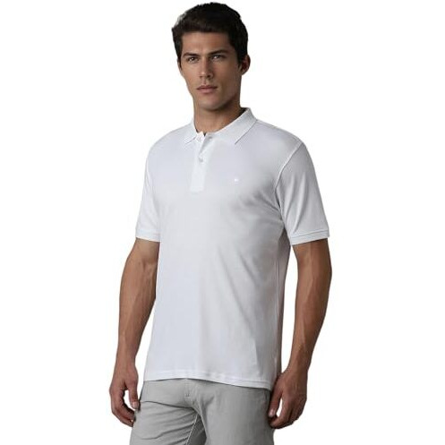 Louis Philippe Men's Cotton Solid Regular Fit T-Shirt (Lpkpmrgbx10237_White, Large