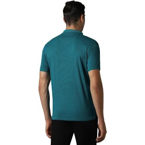 Louis Philippe Men's Cotton Solid Regular Fit T-Shirt (Lpkpmrgbt38228_Teal, Large