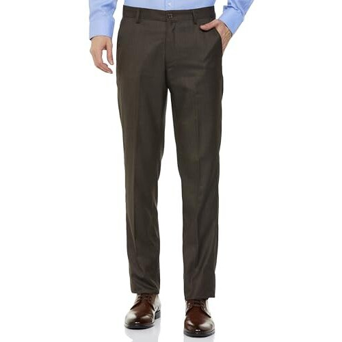 Louis Philippe Men's Regular Work Utility Pants (Lptfmrgbf33009_Brown