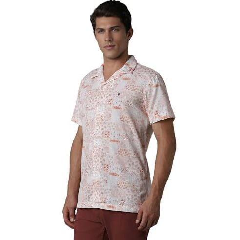 Louis Philippe Men's Solid Slim Fit Shirt (Lrshnslf832278_Orange
