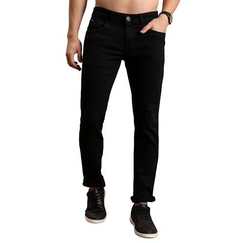 Highlander Men's Straight Jeans (Phjn000002_Black_M)