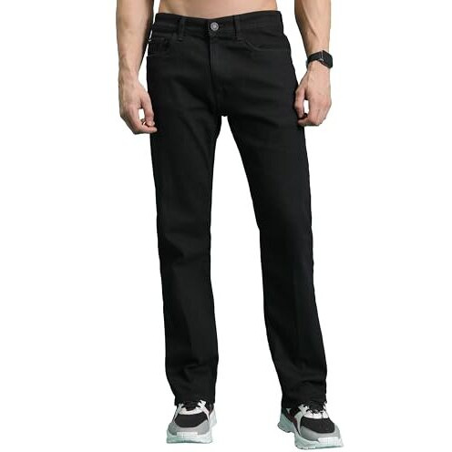 Highlander Men's Straight Jeans (Phjn000011_Black_M)