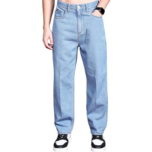 Highlander Men's Loose Jeans (Phjn000061_Light Blue_Xl)