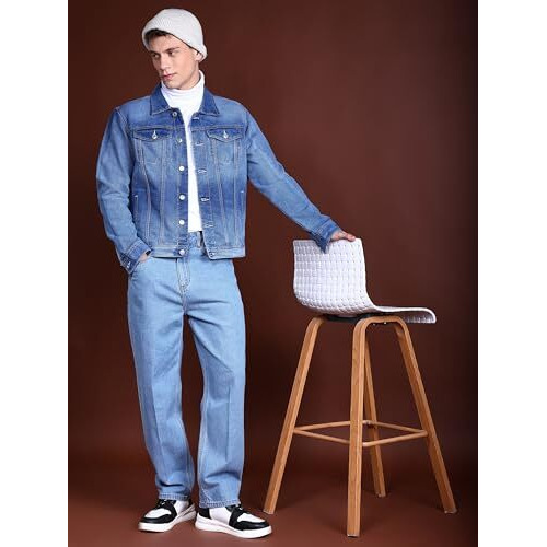 Highlander Men's Loose Jeans (Phjn000061_Light Blue_Xl)