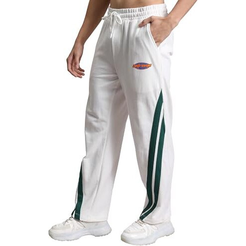 Highlander MenS Relaxed Fit Knitted Straight Track Pants | Comfort & Style For Everyday Wear White