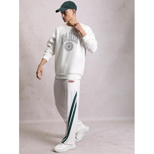 Highlander MenS Relaxed Fit Knitted Straight Track Pants | Comfort & Style For Everyday Wear White
