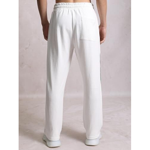 Highlander MenS Relaxed Fit Knitted Straight Track Pants | Comfort & Style For Everyday Wear White