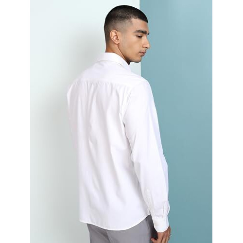 Highlander Men's Solid Slim Fit Shirt (Phsh000127_White