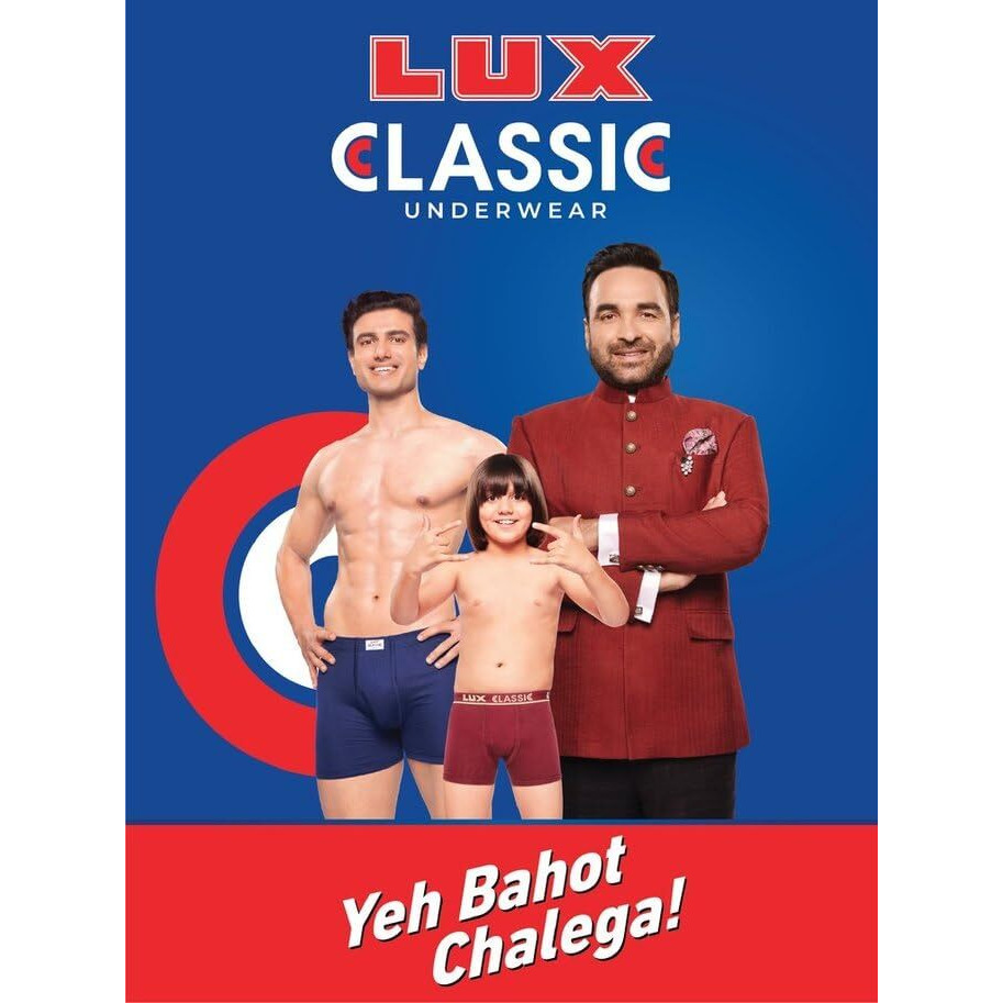Lux Classic Men's Inner Elastic Trunks - Pack Of 5 (Color May Vary) - 90Cm | Premium 100% Cotton | Ultimate Comfort Breathable, Soft & Durable | Everyday Essential Lux Underwear Assorted