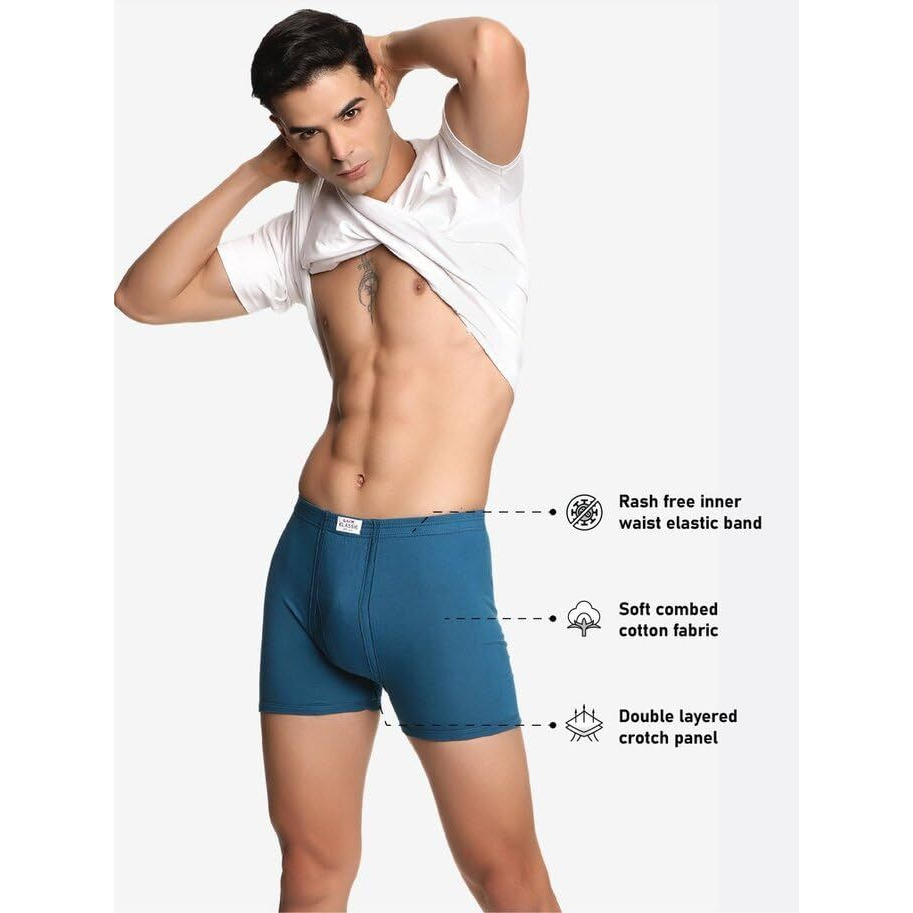 Lux Classic Men's Inner Elastic Trunks - Pack Of 5 (Color May Vary) - 90Cm | Premium 100% Cotton | Ultimate Comfort Breathable, Soft & Durable | Everyday Essential Lux Underwear Assorted