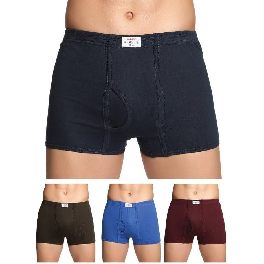 Lux Classic Men's Semi Inner Elastic Underwear - Pack Of 4 (Color May Vary) - 100Cm | Premium 100% Cotton | Short-Length Fit | Ultimate Comfort & Breathability | Soft, Durable & Everyday Lux Underwear