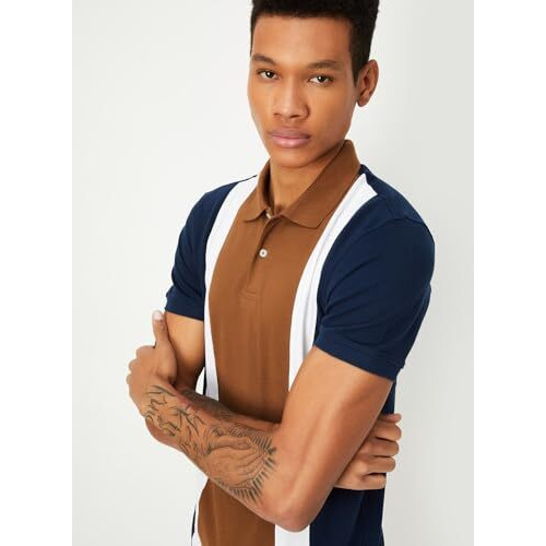 Max Men Slim Fit Colourblocked Polo T-Shirt (Su24Spsens62Camel)_Xl