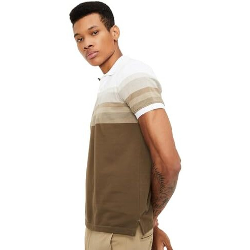 Max Men Slim Fit Striped Polo T-Shirt (Su24Spsens64Beige)_Xl