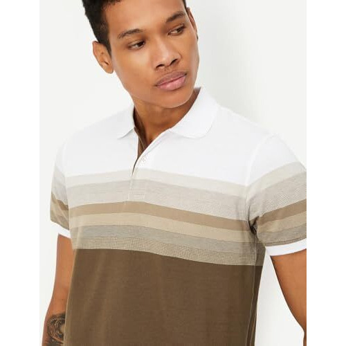 Max Men Slim Fit Striped Polo T-Shirt (Su24Spsens64Beige)_Xl