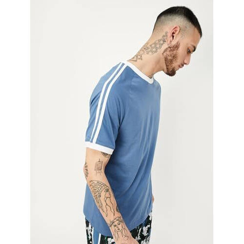 Max Men Striped Raglan Sleeve Sport T-Shirt (Spchsmp24107Atblue)_M