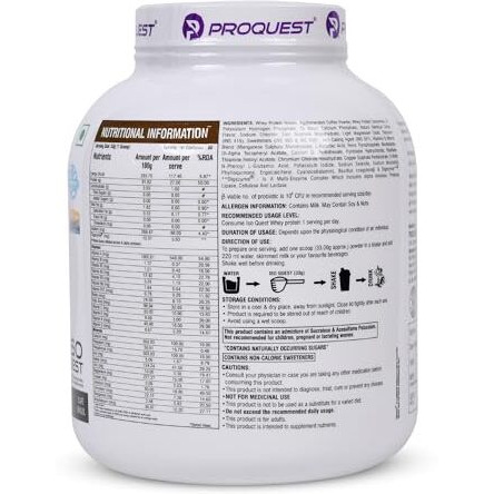 Proquest Isolate Whey Protein Iso Quest (Caf Brazil, 2Kg / 4.4 Lb / 60 Servings) | 27G Protein Per Scoop | Low Fat & 12.5G Eaa | Lab Tested & Easily Digestive | Faster Muscle Support & Recovery
