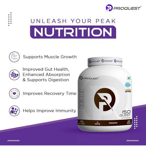 Proquest Isolate Whey Protein Iso Quest (Caf Brazil, 2Kg / 4.4 Lb / 60 Servings) | 27G Protein Per Scoop | Low Fat & 12.5G Eaa | Lab Tested & Easily Digestive | Faster Muscle Support & Recovery