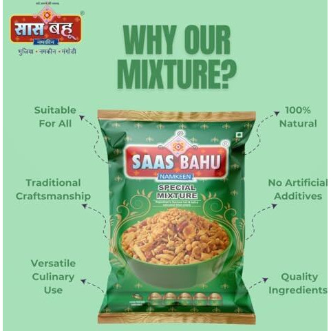 Saas Bahu Special Tasty Mixture Namkeen 800 Gm | Rajasthani Special Mixture Tasty Namkeen (Pack Of 2-400 Gm Each)