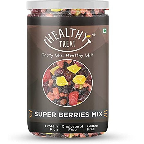 Healthy Treat Super Berries Mix 250 Gm | 7+ Varieties Like Cranberries, Blueberries, Strawberries, Dried Cherries, Black Current, Raisins, Dried Mango | Mix Berries | Antioxidant Rich | Healthy Snack For Kids And Adults | Gluten Free, Vegan