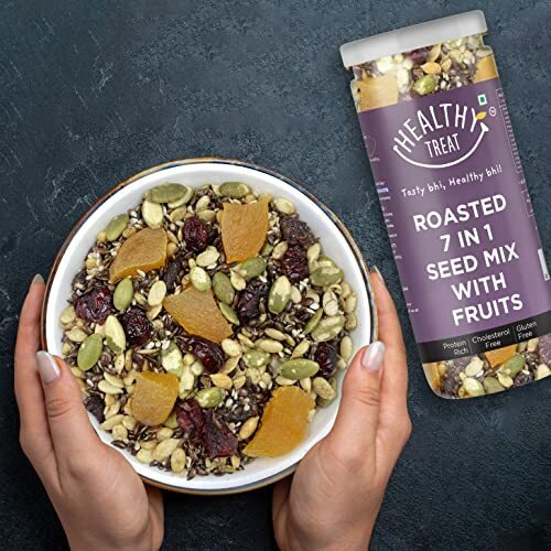 Healthy Treat Roasted 7 In 1 Seed Mix With Fruits 150Gm | Trail Mix | Seeds Mix | Roasted Seeds Mix For Eating | The Ultimate Protein-Rich Snacks | Mixed Seeds For Weight Loss | Nutritious Roasted Seed Mix With Fruits | Healthy Snacks