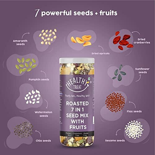 Healthy Treat Roasted 7 In 1 Seed Mix With Fruits 150Gm | Trail Mix | Seeds Mix | Roasted Seeds Mix For Eating | The Ultimate Protein-Rich Snacks | Mixed Seeds For Weight Loss | Nutritious Roasted Seed Mix With Fruits | Healthy Snacks