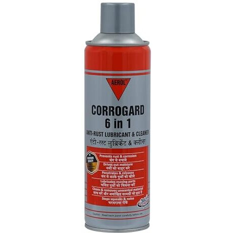 Aerol Corrogard 6 In 1 Multi-Functional Oil Spray Grade 4141 (300 G/ 439 Ml) - All Purpose Anti-Rust Cleaner Rust Remover Lubricant Degreaser Noise Remover For Home Improvement & Industrial Use