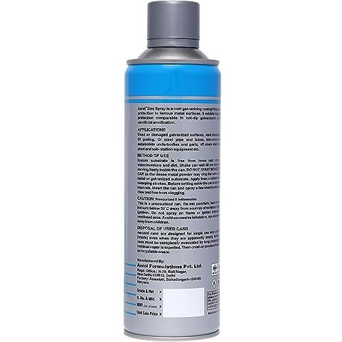Aerol Zinc Rich Cold Galvanizing Spray (Bright Silver Coating), Grade 3060 (350G/493 Ml) - Excellent Corrosion Protection & Weather Resistance For All Metal Surfaces