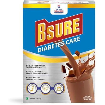 Bsure Diabetes Care- Balanced Vital Nutrients To Manage Blood Sugar, Weight & Strength | Nutrition To Help Manage Diabetes | Gluten And Transfat Free | Chocolate Flavour - 400Gm