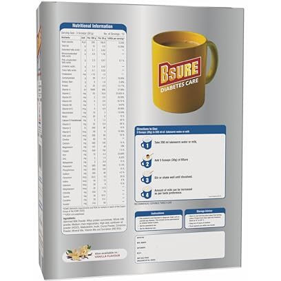 Bsure Diabetes Care- Balanced Vital Nutrients To Manage Blood Sugar, Weight & Strength | Nutrition To Help Manage Diabetes | Gluten And Transfat Free | Chocolate Flavour - 400Gm