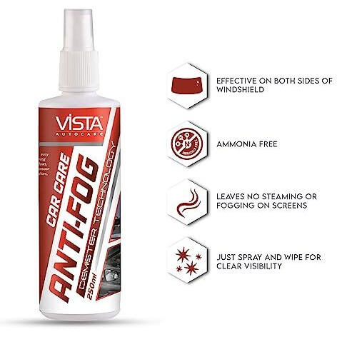 Vista Auto Care Anti Fog Demister 250Ml | Anti-Fog Spray For Windscreen | Anti-Fog Spray For Car And Helmet