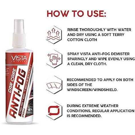 Vista Auto Care Anti Fog Demister 250Ml | Anti-Fog Spray For Windscreen | Anti-Fog Spray For Car And Helmet
