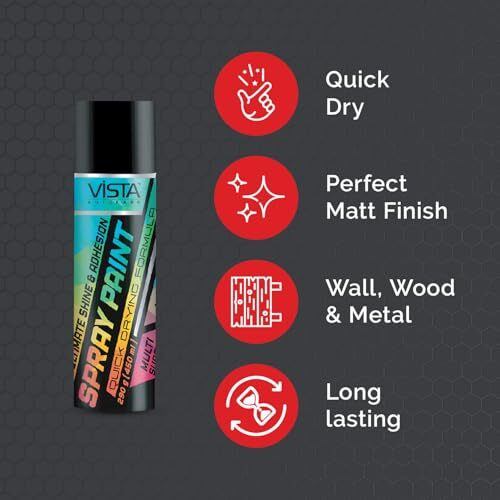 Resil Vista Black Matte Spray Paint 400 Ml (290 G)| Diy Acrylic Spray Paint | Quick-Drying, Multi-Surface Aerosol For Metal, Wood, Plastic, Walls, Automotives