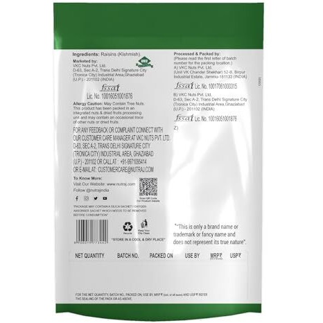 Nutraj Raisins 200 Grams | Kishmish | Rich In Iron & Vitamin B | Special Seedless Green Kishmish | Healthy Snacks | Dry Fruits | Healthy And Tasty Snacks