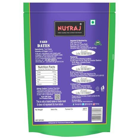 Nutraj Uae Fard Dates Pouch 500G | Khajoor | Dry Fruits | Nuts | Grocery Items