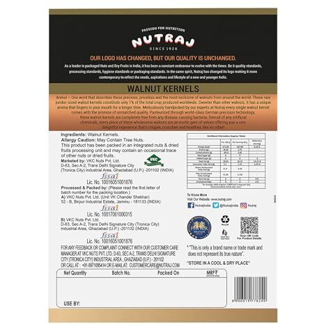 Nutraj Anmol Walnut Kernel 500G | Without Shell | Akhrot Giri | High In Omega-3 Fatty Acids | Low-Calorie Nut | Healthy And Nutritious