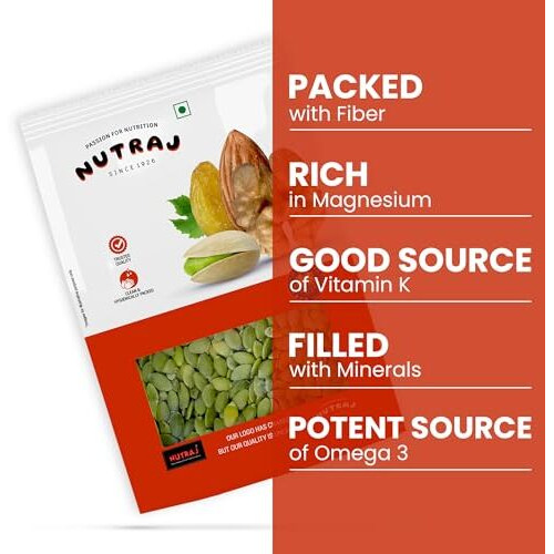 Nutraj Pumpkin Seeds 500G | Immunity Booster And Fiber Rich | Crunchy Healthy Snack | Rich In Protein & Fiber | Pumpkin Seed For Weight Loss