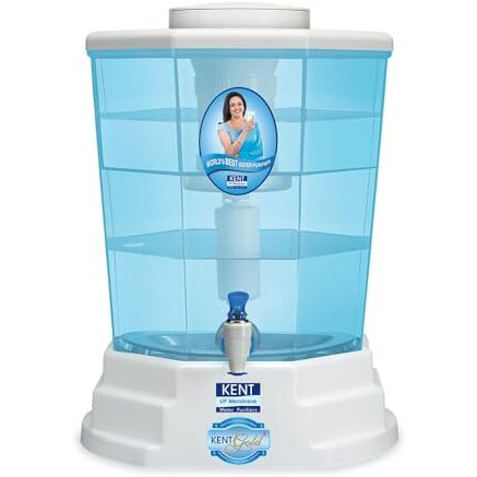 Kent Gold Plus Gravity Water Purifier (11015) | Uf Technology Based | Non-Electric & Chemical Free | Counter Top | 20L Storage | White