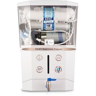 Kent Supreme Copper Ro Water Purifier | Advanced Ro Tech For Sabse Shudh Paani | Ro+Uv+Uf+Copper+Tds Control+Uv Led Tank | Auto Flush | 8L | 20Lph | Ideal For Borewell/Tanker/Municipal Water